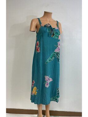 Back East Maxi Hawaiian Dress Tropical Batik Womens Small